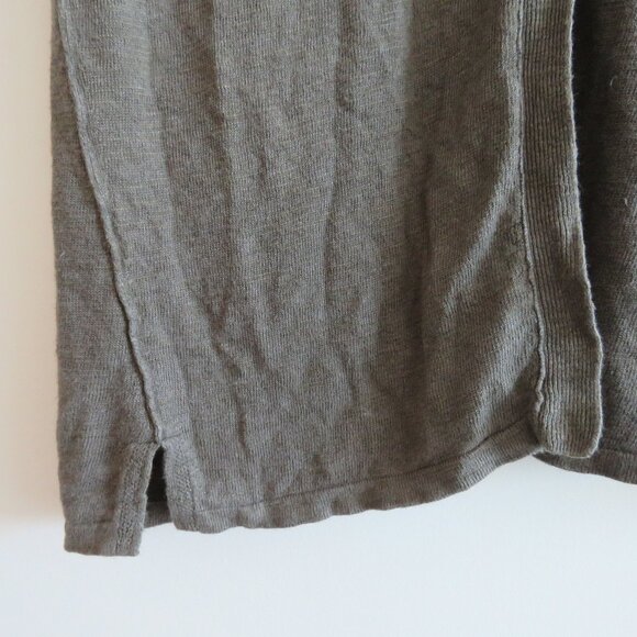 J. JILL Linen Blend Button Front Cardigan in Khaki Green Lagenlook Coastal Sz L - Picture 4 of 14